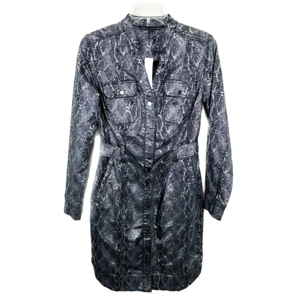 NWT White House Black Market foil reptile dress Size 4 Color:black/silver - Picture 4 of 11